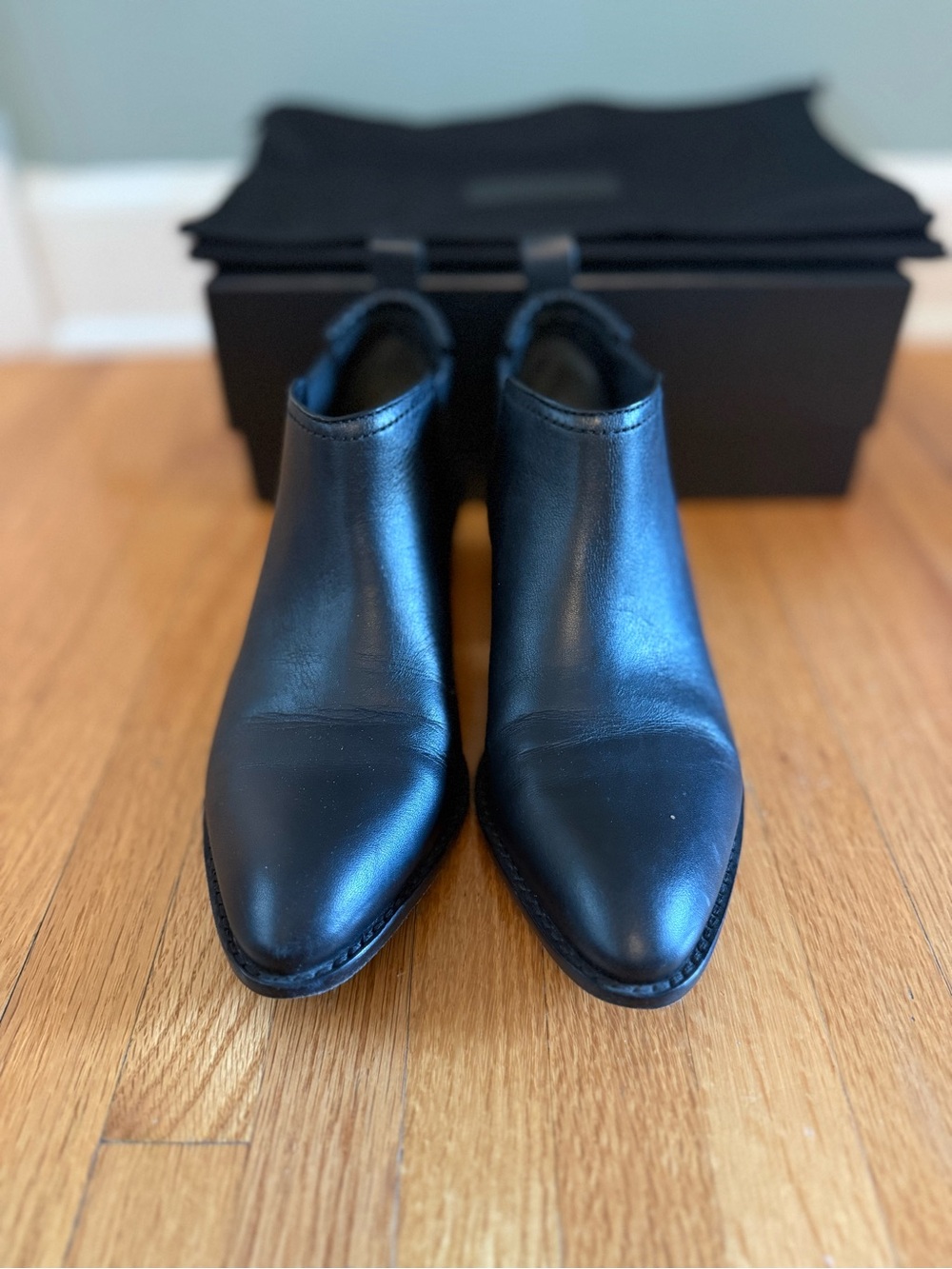 Alexander Wang Kori Black Leather Pointed Chelsea Ankle Boots